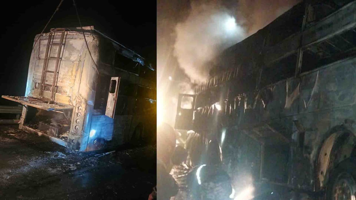 Unnao: Sleeper bus turned into a ball of fire, passengers saved their lives by jumping