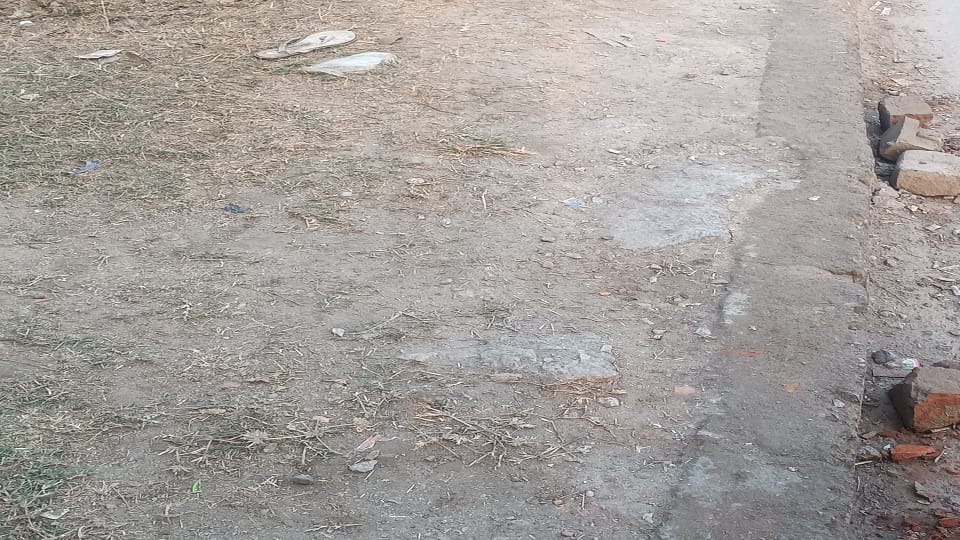 Broken footpath of service roads on the highway fear haunts in fog
