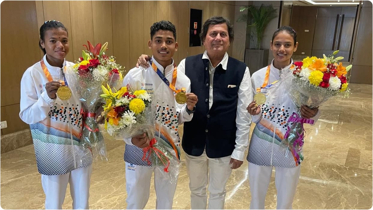 3 students of KISS Bhubaneswar shine in World Kho-Kho Championship, Achyuta Samant congratulate them