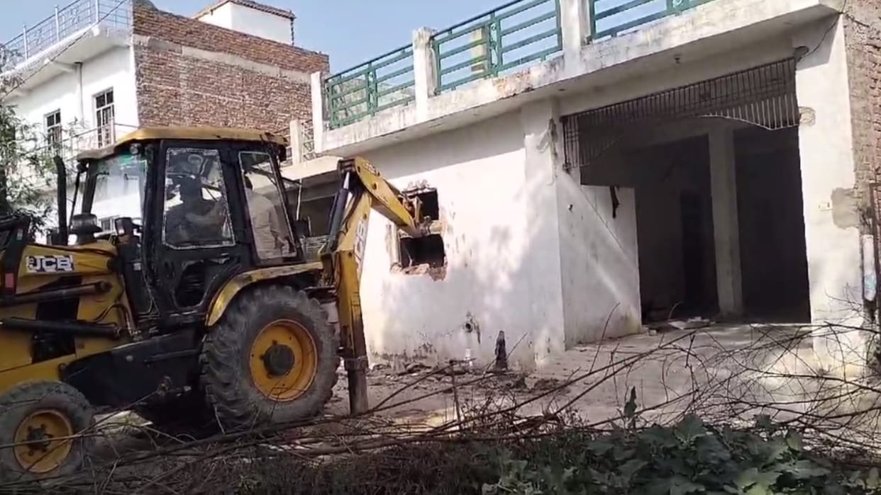 Bulldozer's ran over house of former pradhan in Amethi.