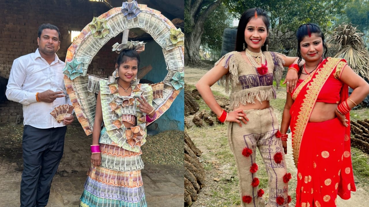 village girl became famous on YouTube by making a dress of vegetables in shahjahanpur