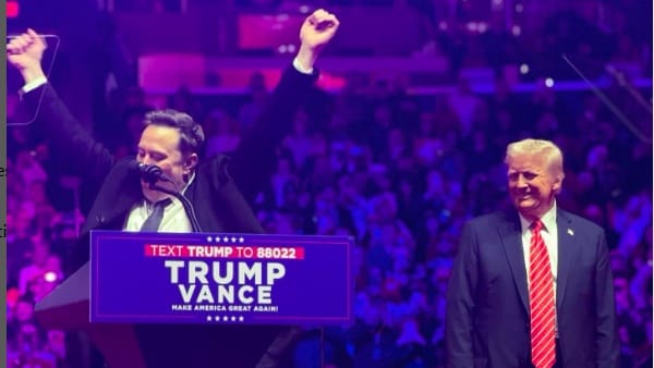 Elon Musk head of new department of government efficiency Donald Trump at MAGA Rally