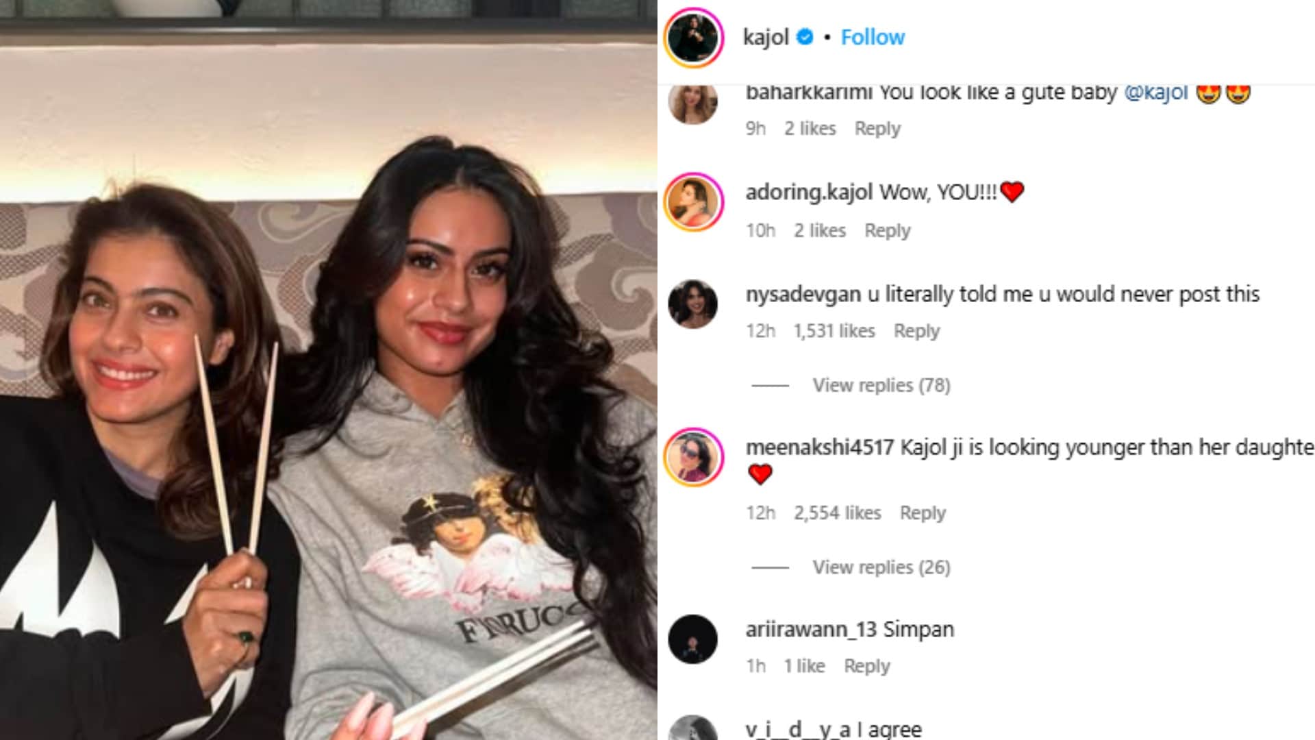 Kajol shared picture with her daughter Nyasa got angry on this and you literally told me to never post this
