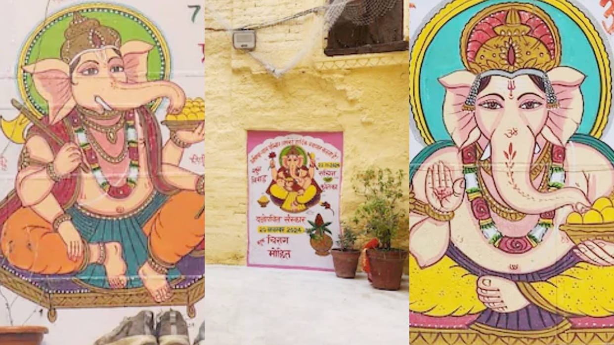 Rajasthan wedding cards are not printed invitations to relatives are made by painting on walls