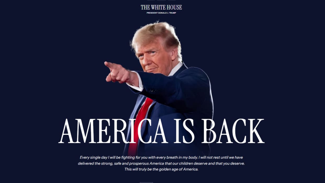 'America is back': New-look White House website says after Trump's inauguration