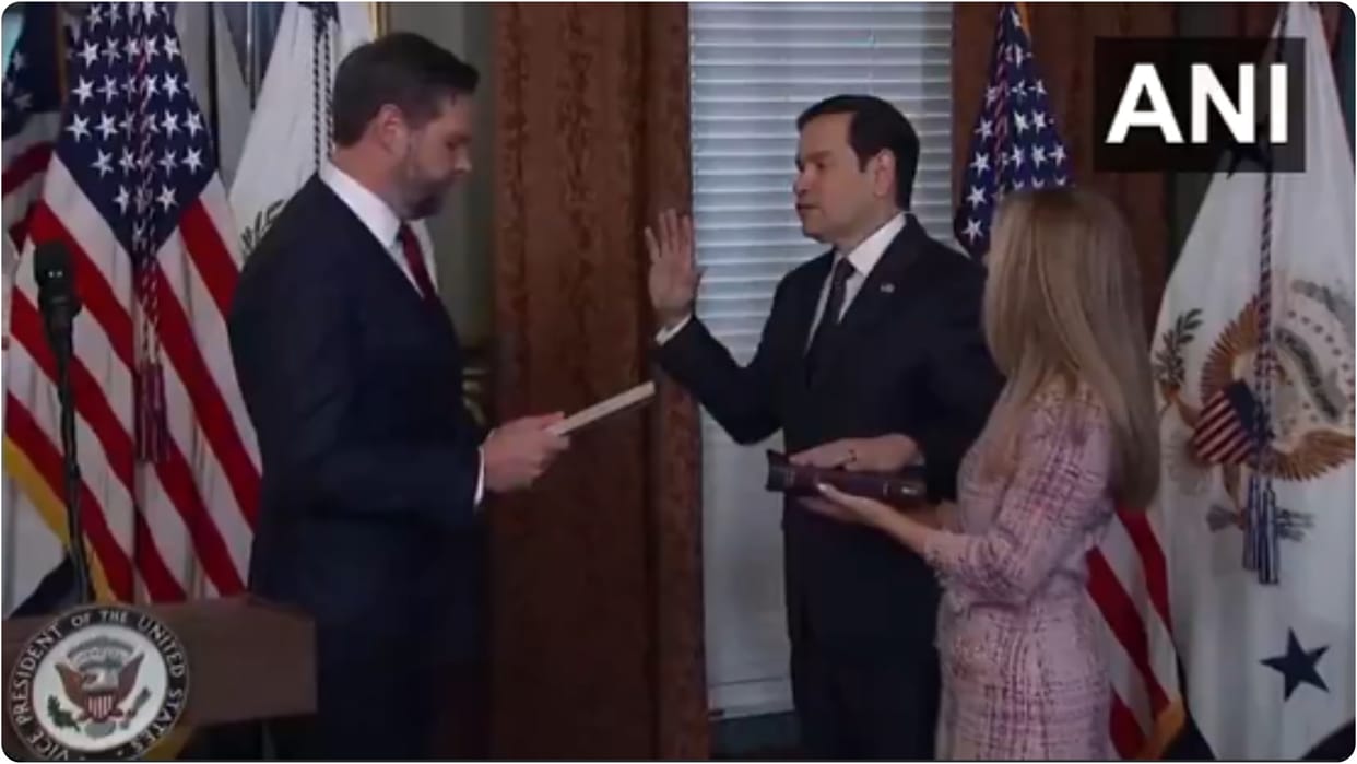 Washington DC: US Vice President JD Vance administered oath to Marco Rubio as the secretary of state