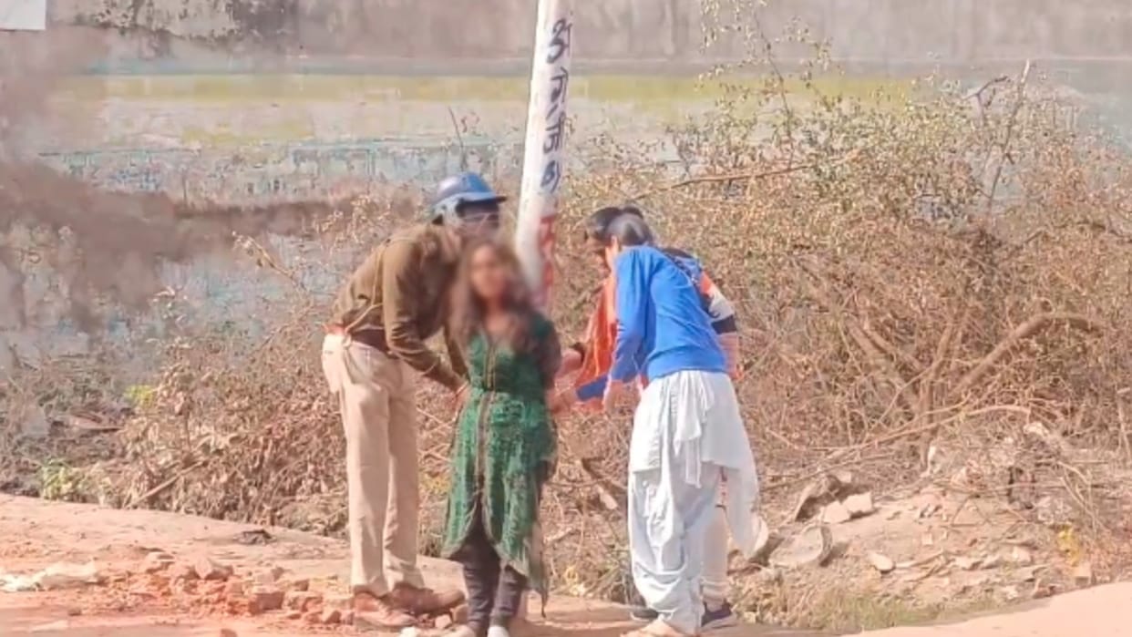 Gwalior shamed: A young woman was tied to a pole for throwing stones at her wife