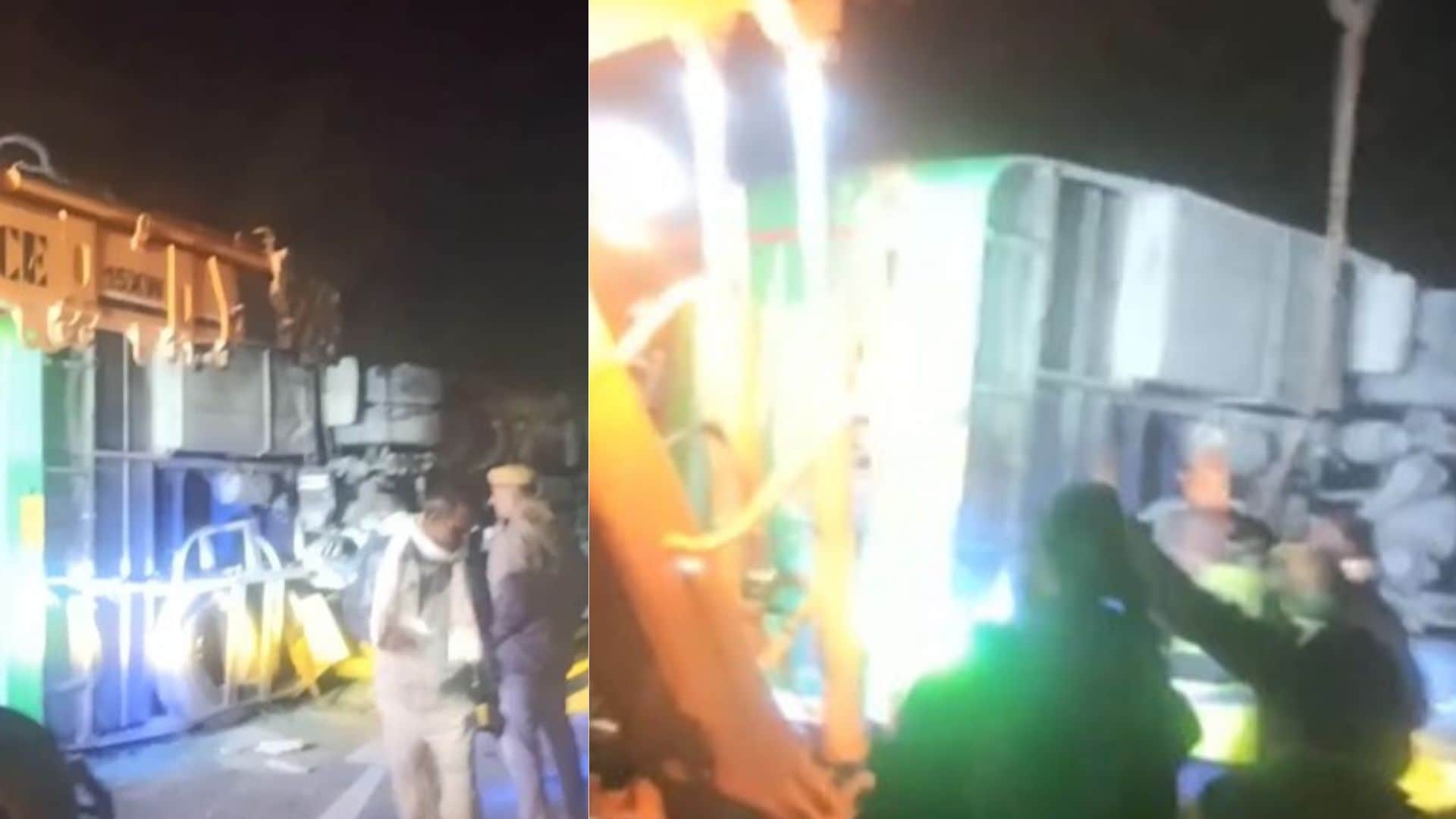 बस डिवाइडर से टकराकर पलटी