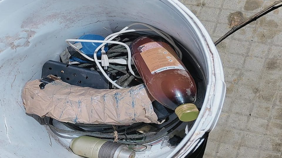 A cache of arms and ammunition recovered grenades recovered during a joint search operation in Awantipora