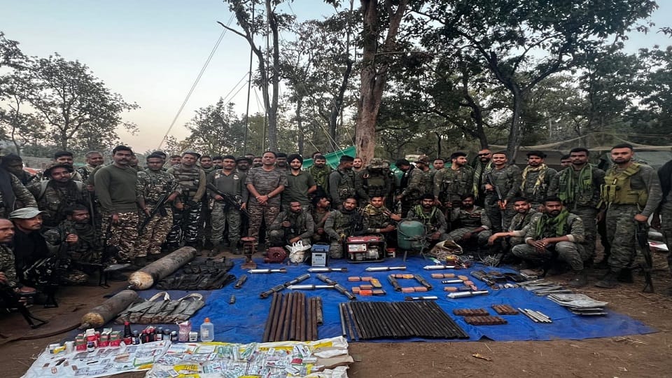 Naxalites used to make weapons in an ancient cave explosive material and length machine recovered in Sukma