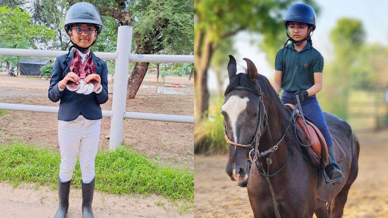 Rajasthan Nine-year-old Dhanvi Singh won many medals in horse riding in Karauli IAS and IPS also became fans