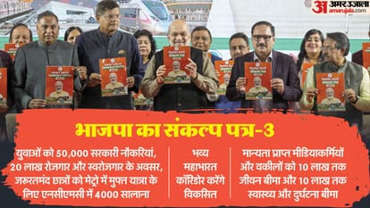 delhi assembly election BJP Manifesto Free treatment up to Rs 5 lakh Rs 10000 financial aid to workers