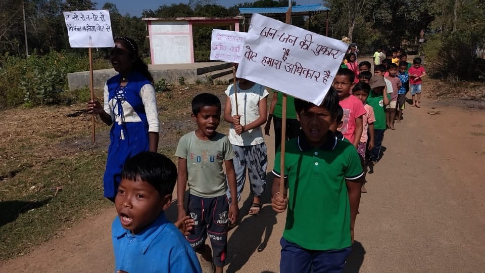 School children took out voter awareness rally