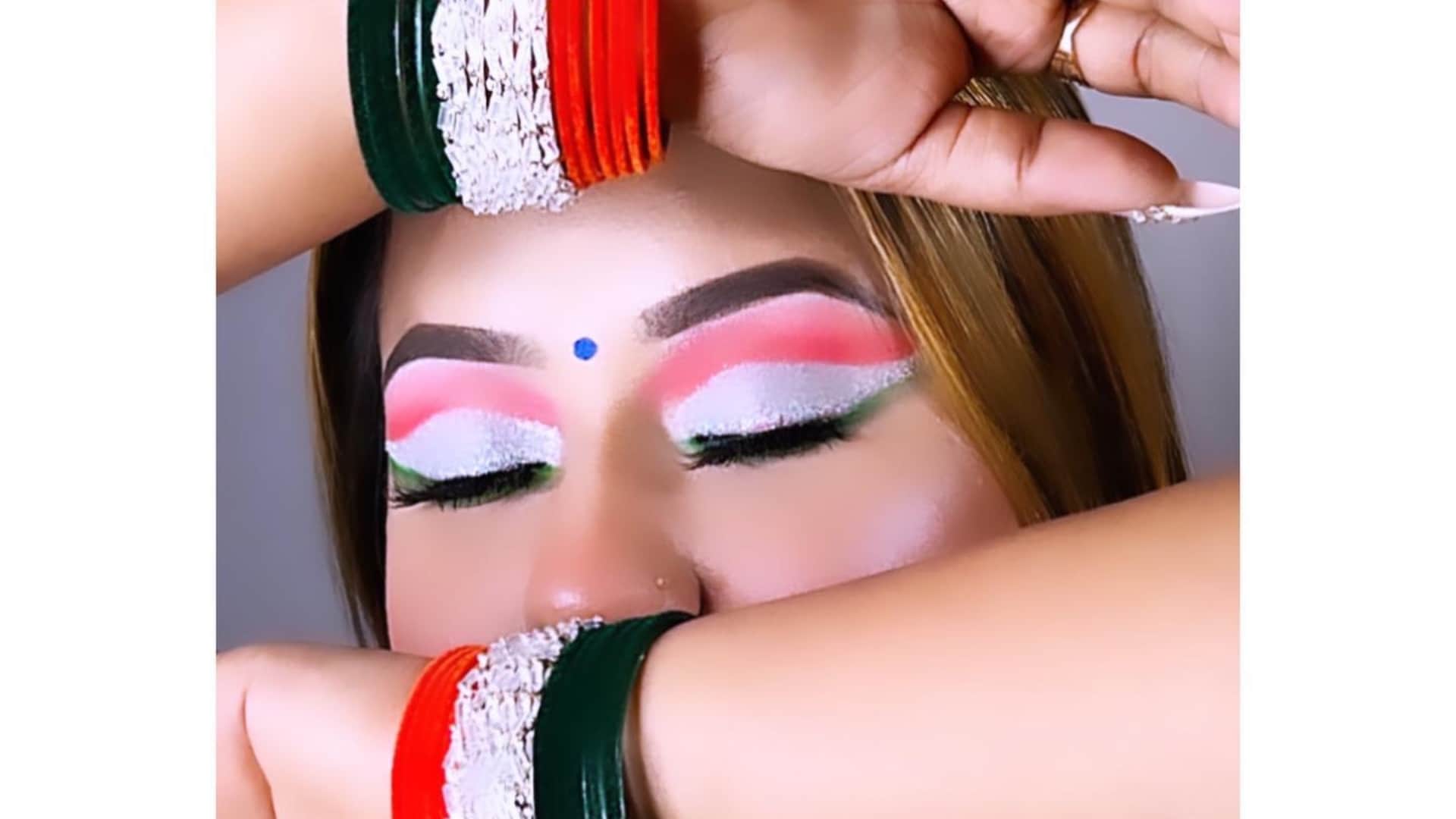 how to do Tiranga Eye makeup step by step guide with image in hindi