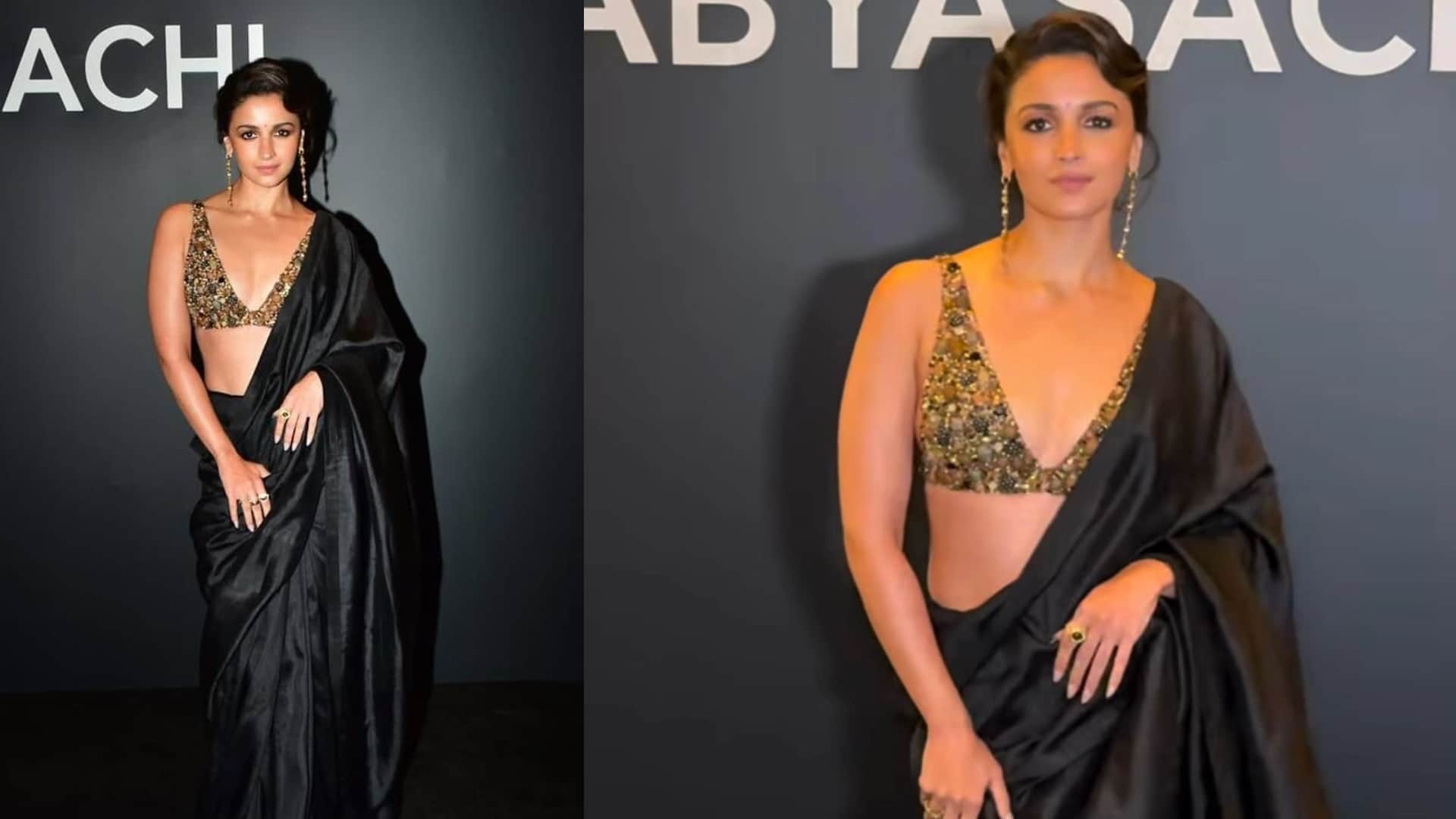 alia bhatt black saree look at Sabyasachi 25th Anniversary disprj