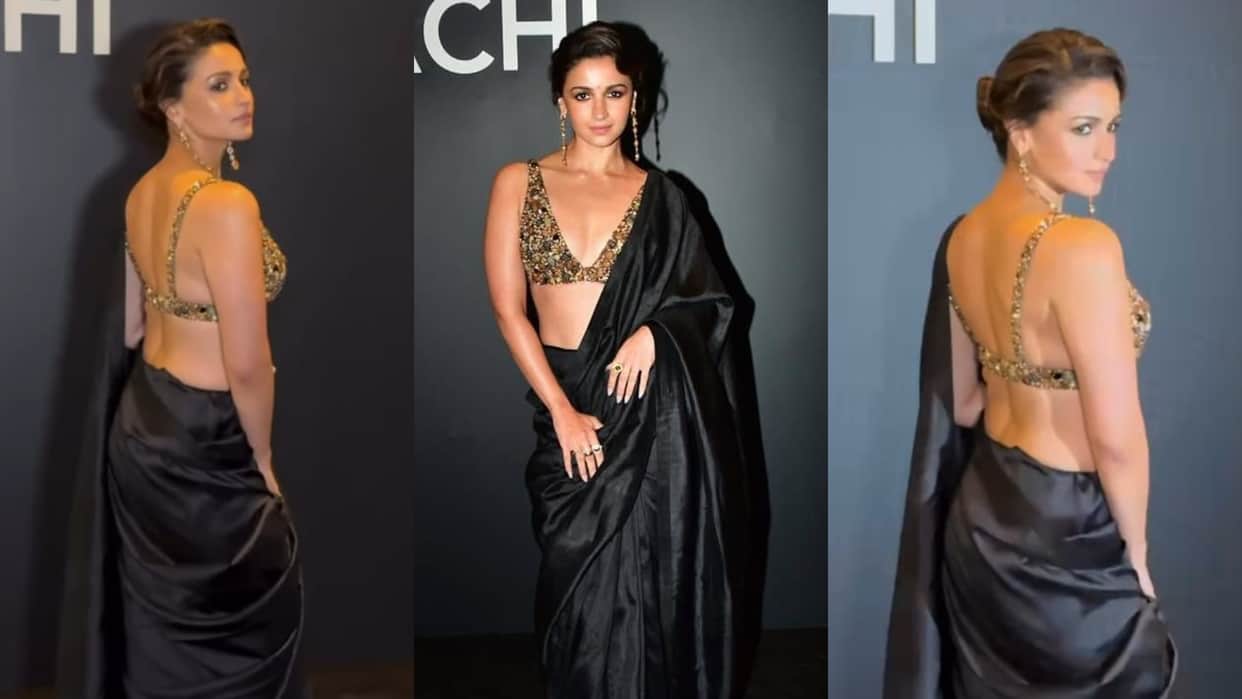 alia bhatt black saree look at Sabyasachi 25th Anniversary disprj