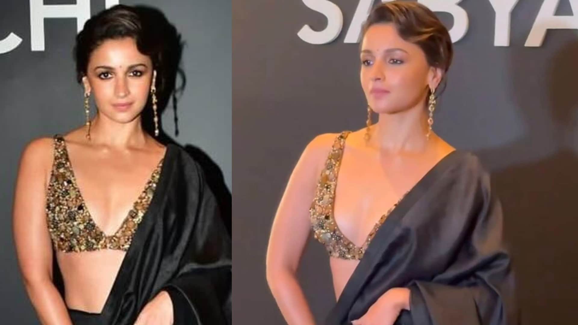 alia bhatt black saree look at Sabyasachi 25th Anniversary disprj