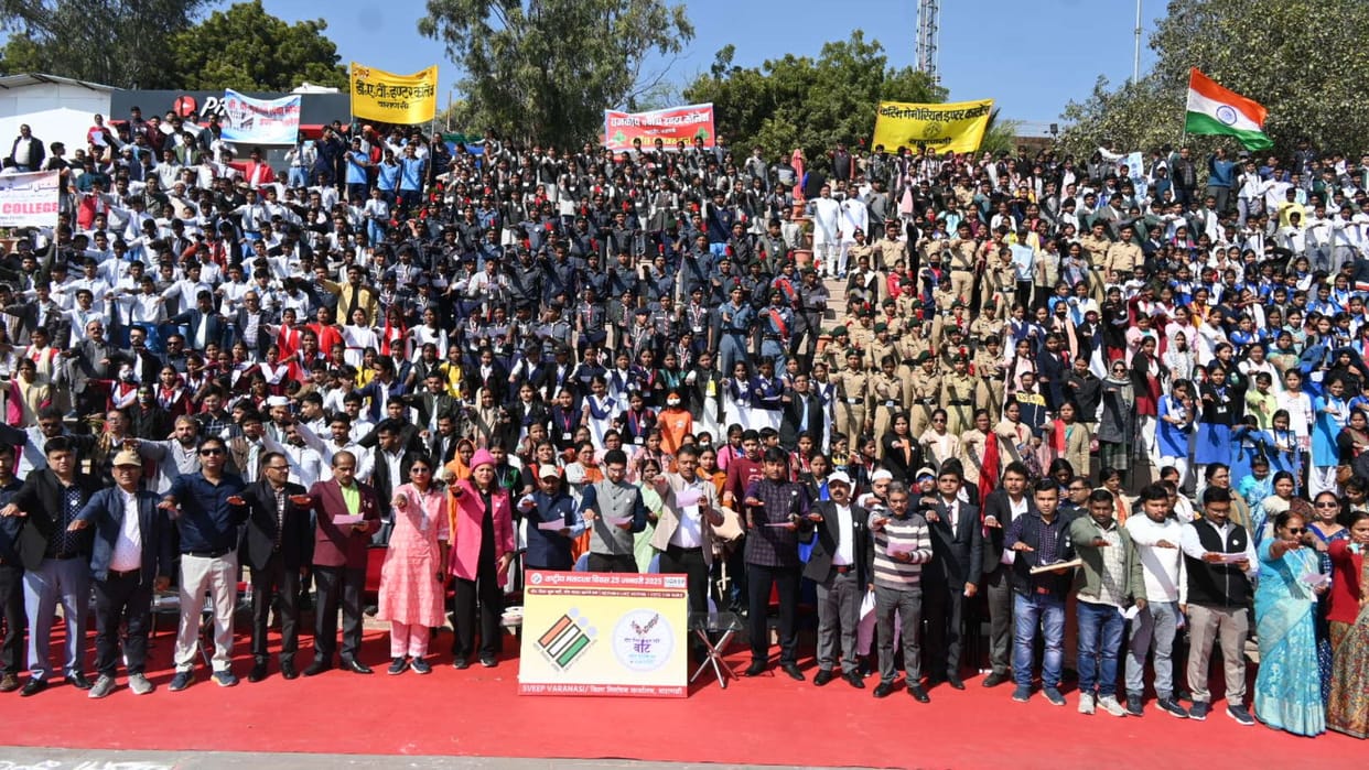 Voter Day Students took out awareness rally oath to cast 100 percentag votes awareness program