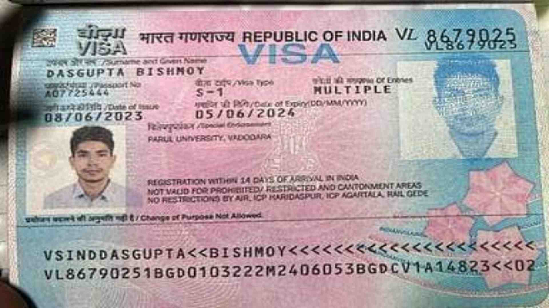 आरोपी का वीजा।
