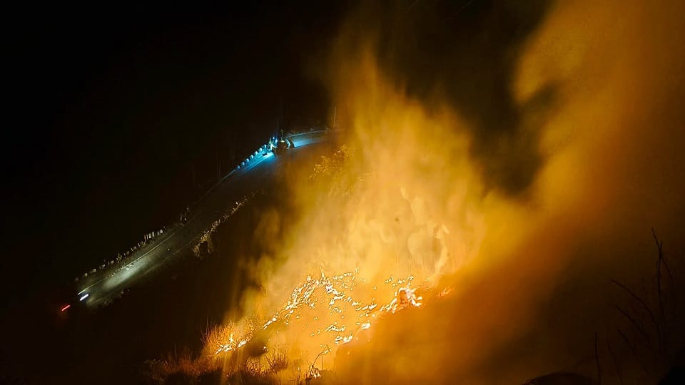 Wiremat used to prevent landslides catches fire in champawat
