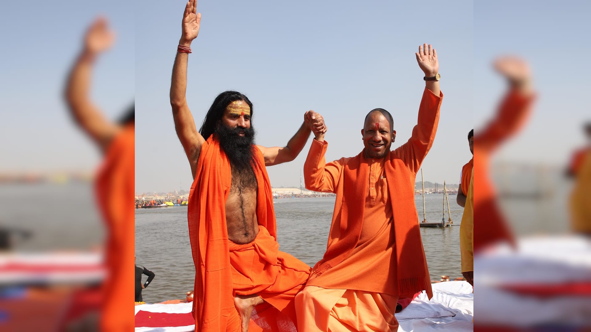 CM Yogi practiced yoga with yoga guru Baba Ramdev, photo is being shared widely on social media.