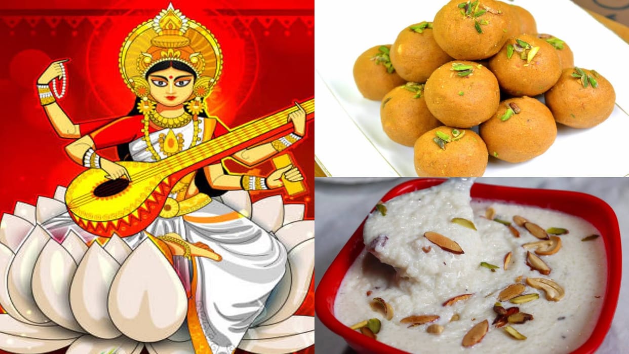 Basant Panchami Special Bhog for Puja Besan Laddu Kesar Kheer and other Recipes for this disprj