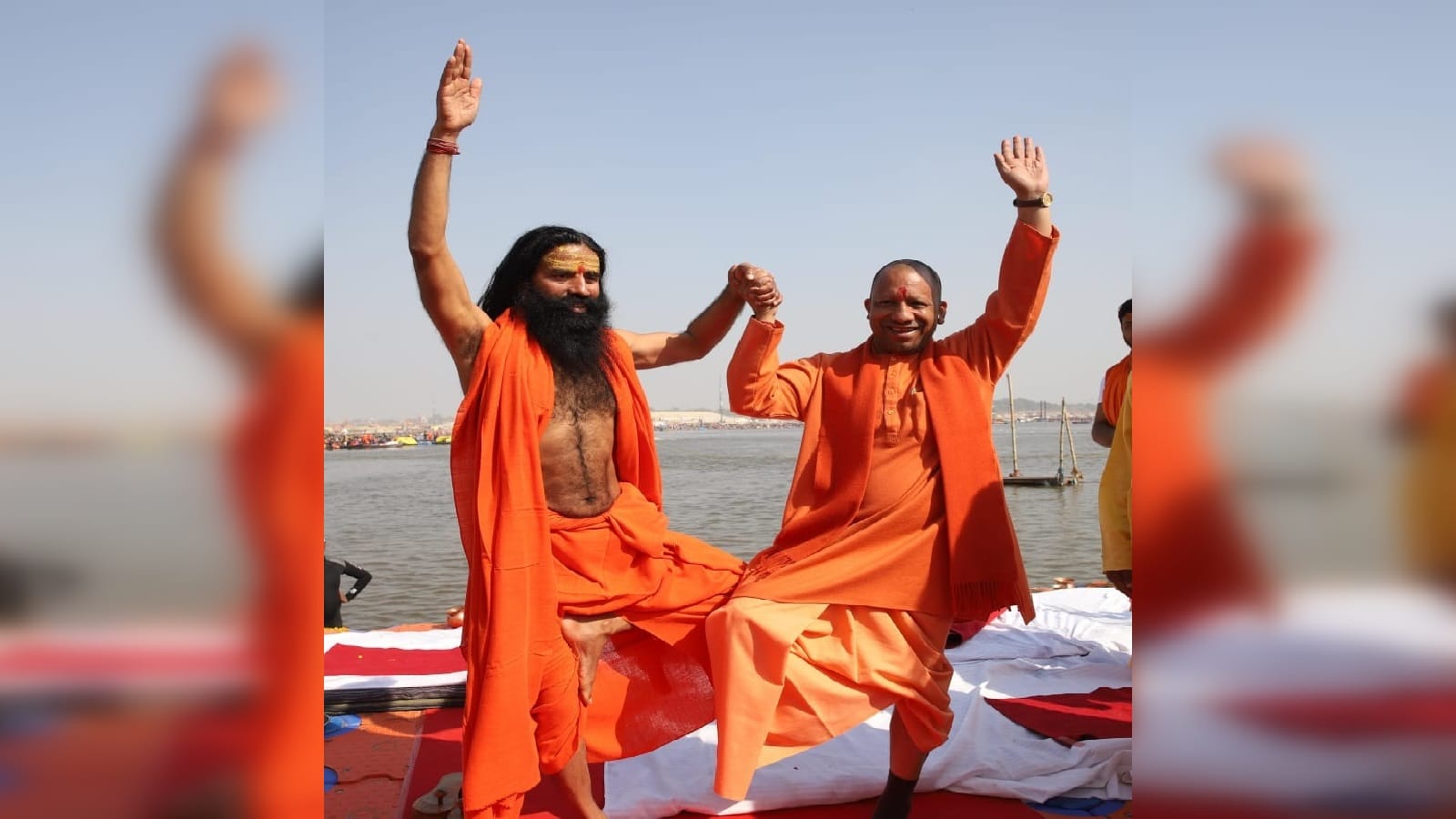 CM Yogi practiced yoga with yoga guru Baba Ramdev, photo is being shared widely on social media.