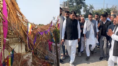 UP News Stage collapsed due to breaking of stairs during Nirvana Mahotsav in Baraut baghpat