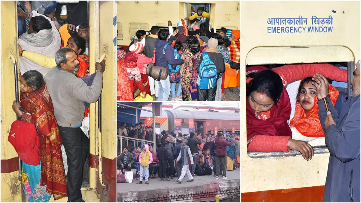 Mahakumbh 2025 huge crowd of devotees in trains going to Prayagraj