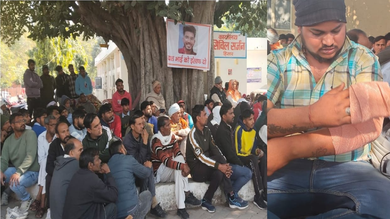 Chhotu eyewitness to Yash's murder in Hisar, came on dharna, showed his deep injury wounds and demanded justic