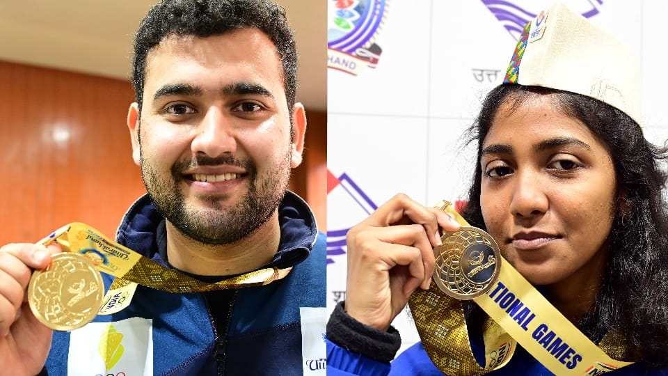 National Games 2025 Uttarakhand Shooting competition Final Aneesh and Narmada won gold medal