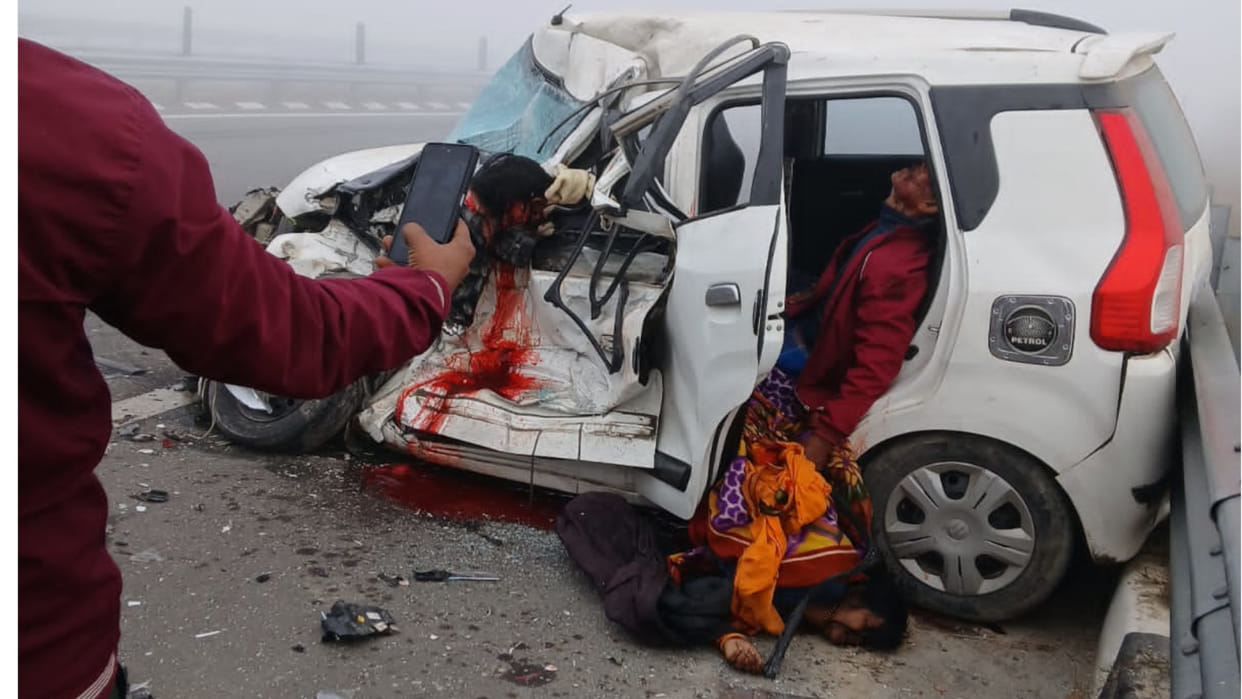 Three people died in a road accident in Sikriganj, Gorakhpur, the accident happened on Purvanchal Expressway.