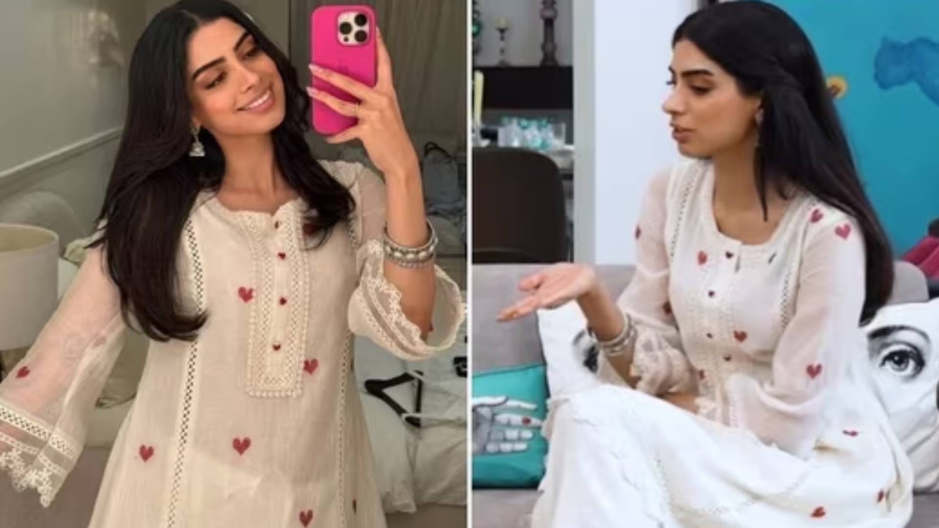 Khushi Kapoor promoted her upcoming film Loveyapa in a Chanderi white kurta set with Price six Thousand Disprj