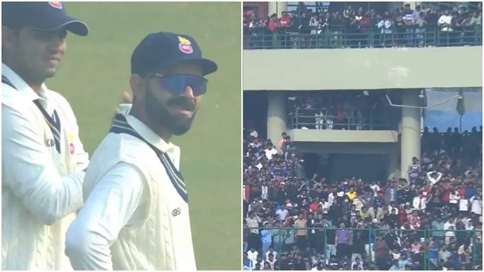 Virat kohli Ranji Trophy: 'किंग कोहली' का जादू बरकरार, दिल्ली का रणजी मैच देखने स्टेडियम में उमड़ी भीड़ Thousands of people gathered in Arun Jaitley stadium to watch Virat Kohli Delhi Ranji Trophy match