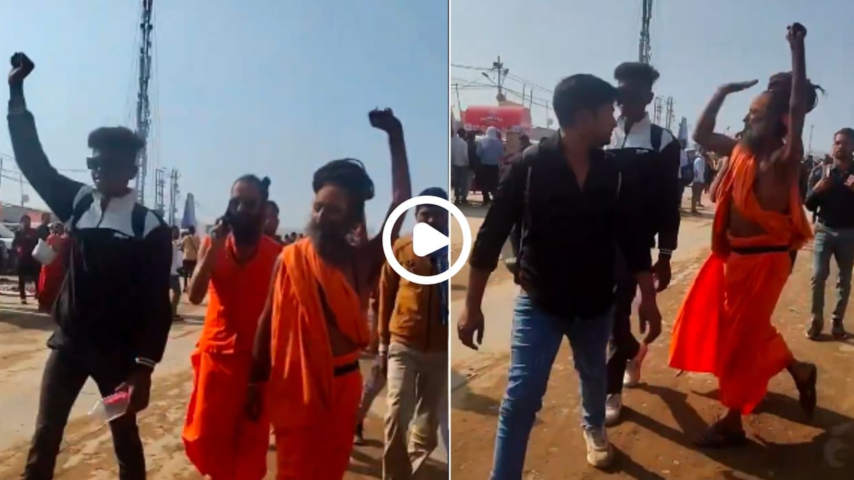 young man was imitating Baba by raising one hand video went viral in hindi