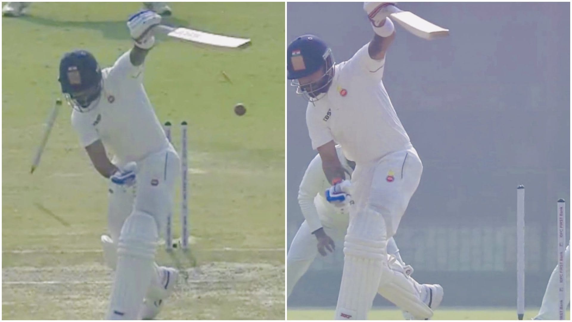 Virat Kohli Bowled Dismissal Today Himanshu Sangwan Wicket Celebration Video Ranji Trophy
