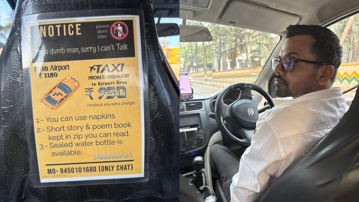 Speech-impaired taxi driver in Bengaluru wons admiration of passengers for his exceptional service