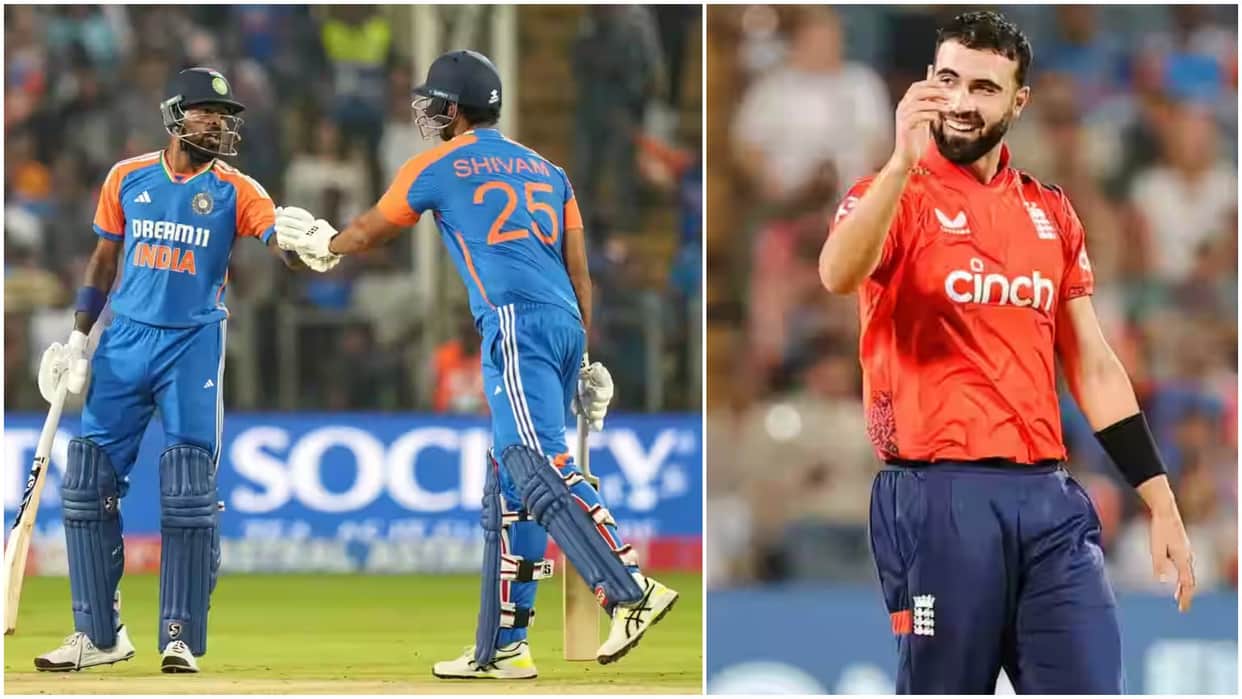 IND vs ENG Hardik Pandya Shivam Dube 2nd big partnership at number 6 Saqib mahmood took 3 wickets maiden over