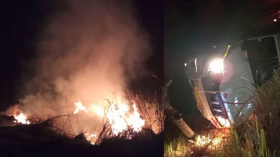 Eco caught fire after collision with pickup in Badaun driver burnt alive
