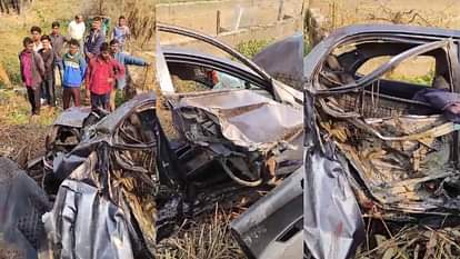 Car fell into 10 feet deep ravine due to driver dozing off in Lucknow.