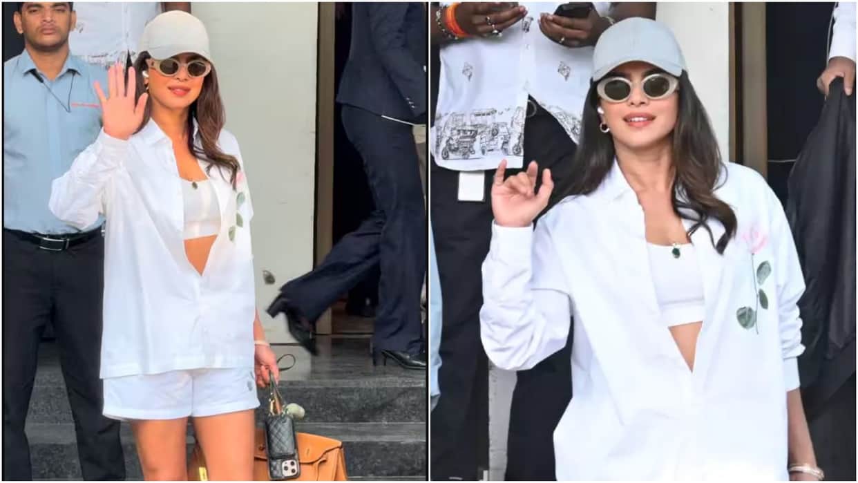 actress Priyanka Chopra Spotted at Mumbai Airport in All white outfit Photo Viral