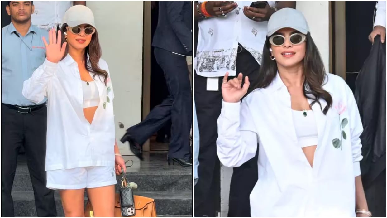 actress Priyanka Chopra Spotted at Mumbai Airport in All white outfit Photo Viral