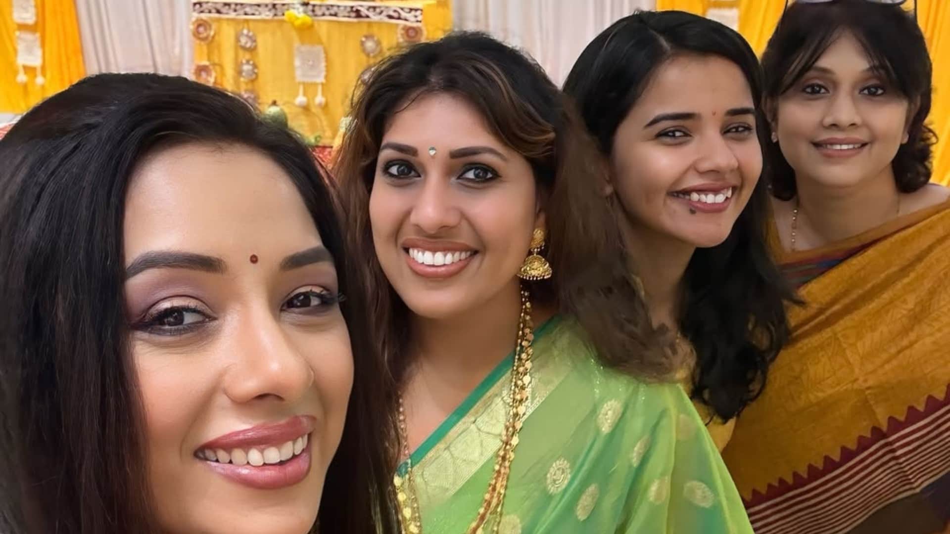 Rupali Ganguly Anupama celebrate Vasant Panchami on set the entire cast was seen in yellow clothes see photos
