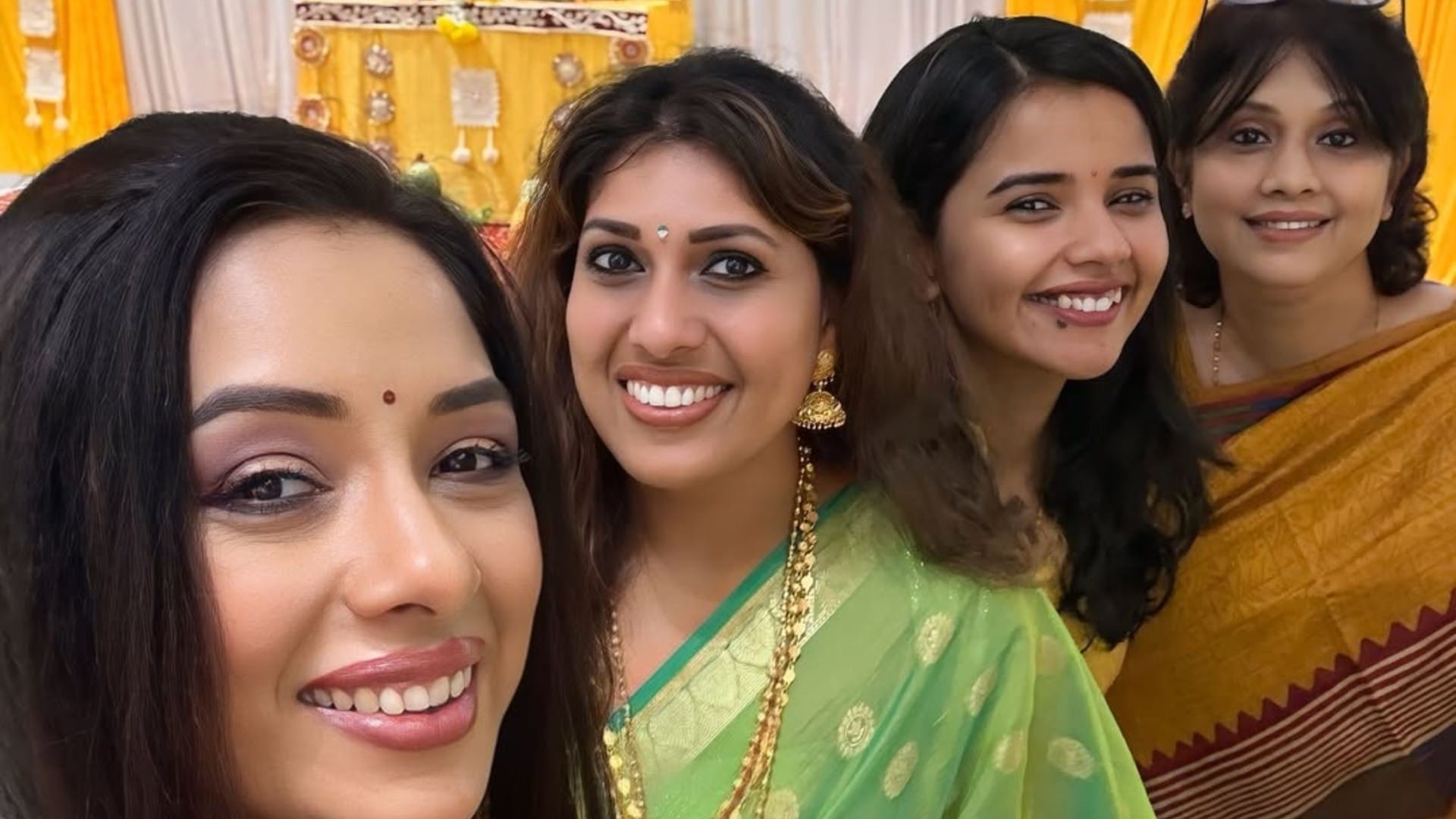 Rupali Ganguly Anupama celebrate Vasant Panchami on set the entire cast was seen in yellow clothes see photos