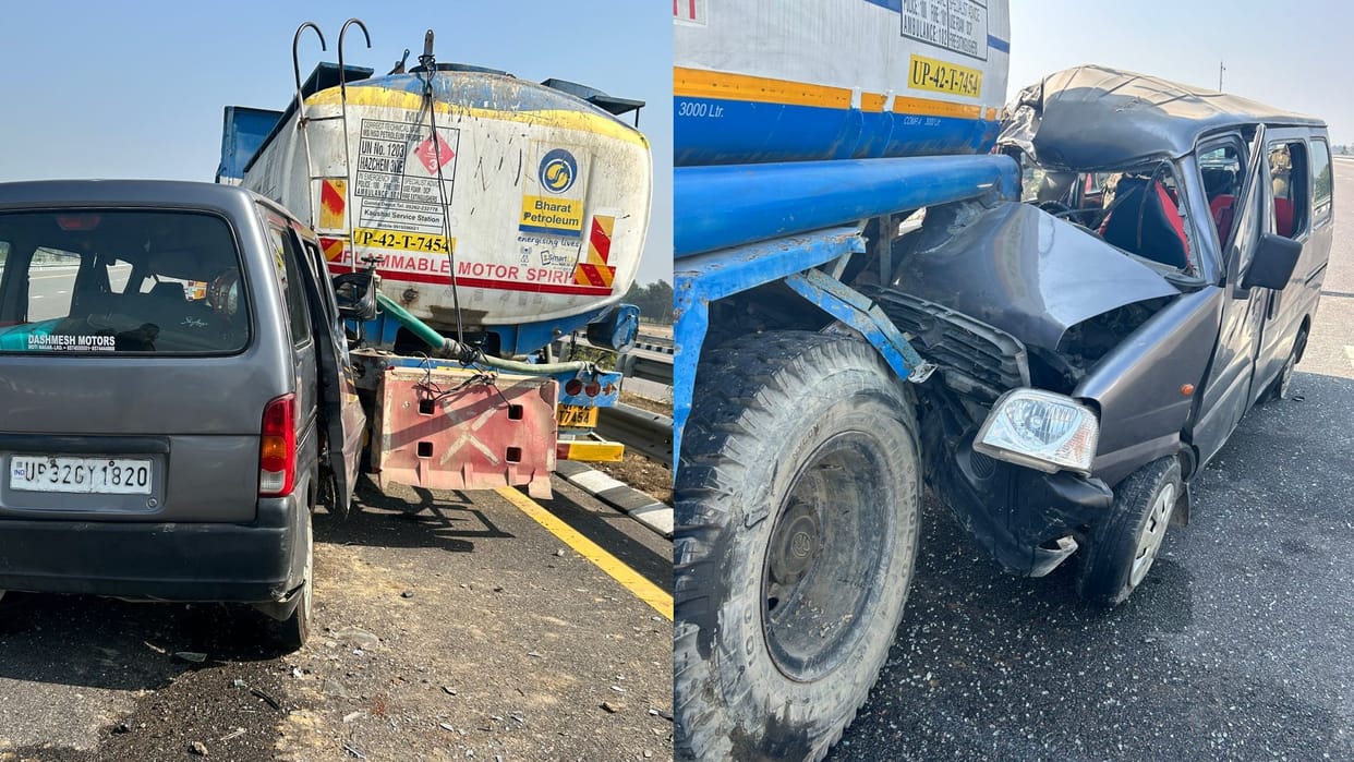 Eight injured in an accident on Poorvanchal Expressway in Amethi.