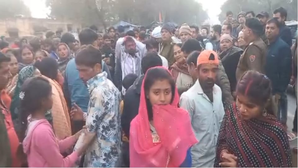 JCB crushes young man during immersion of idol of Goddess Saraswati in Sonipat