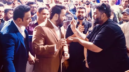 Mohanlal Movie Vrusshabha Shooting Wraps Up Team Celebrates with Cake Cutting