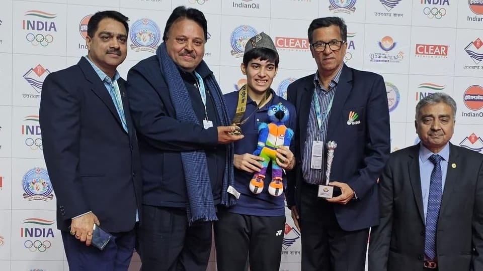 Haryana Anmol Kharab created history by winning gold in badminton women's singles in 38th National Games