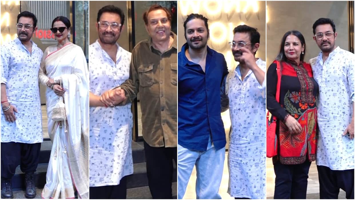 aamir khan ira nupur shikhare rekha Shabana javed akhtar Dharmendra at Junaid khan khushi loveyapa screening