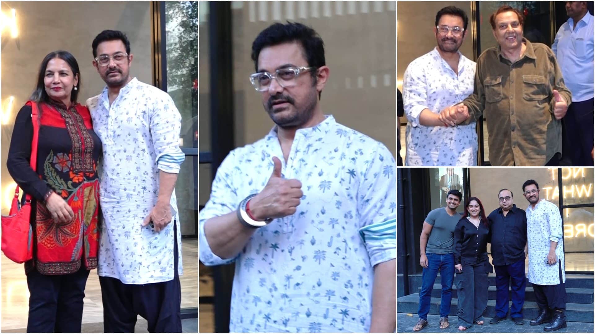 aamir khan ira nupur shikhare rekha Shabana javed akhtar Dharmendra at Junaid khan khushi loveyapa screening